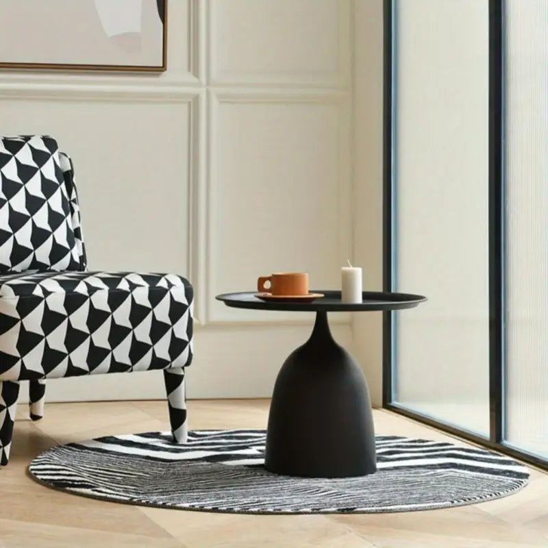 Contemporary Black Wrought Iron Side Table-3