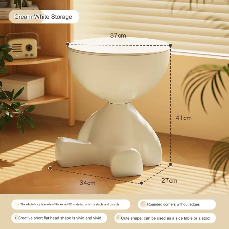 Cream White Creative Storage Side Table - 41cm Height-4