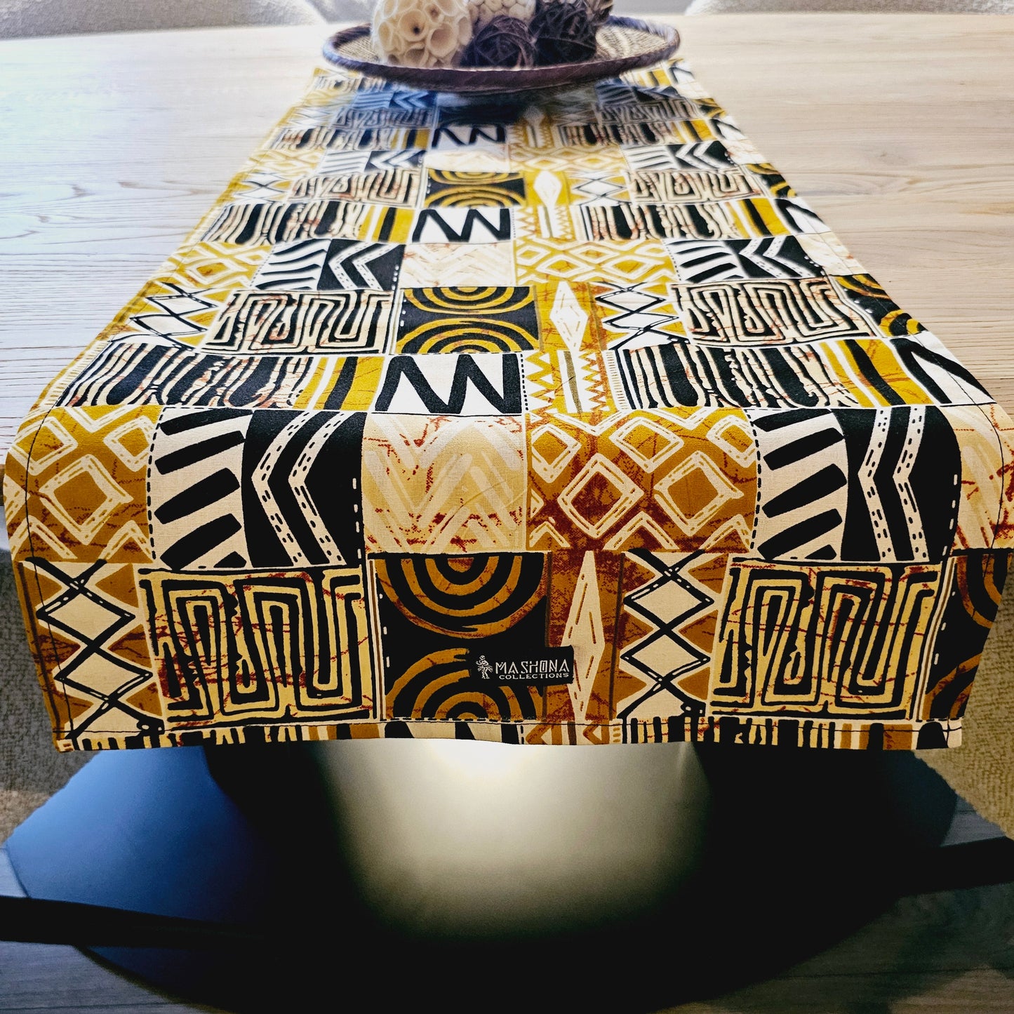 Handmade Table Runner 160x35cm | 180x35 | 200x35cm | African Print "Mudcloth" Bogolan Inspired Print Made from 100% African Print Fabric-1