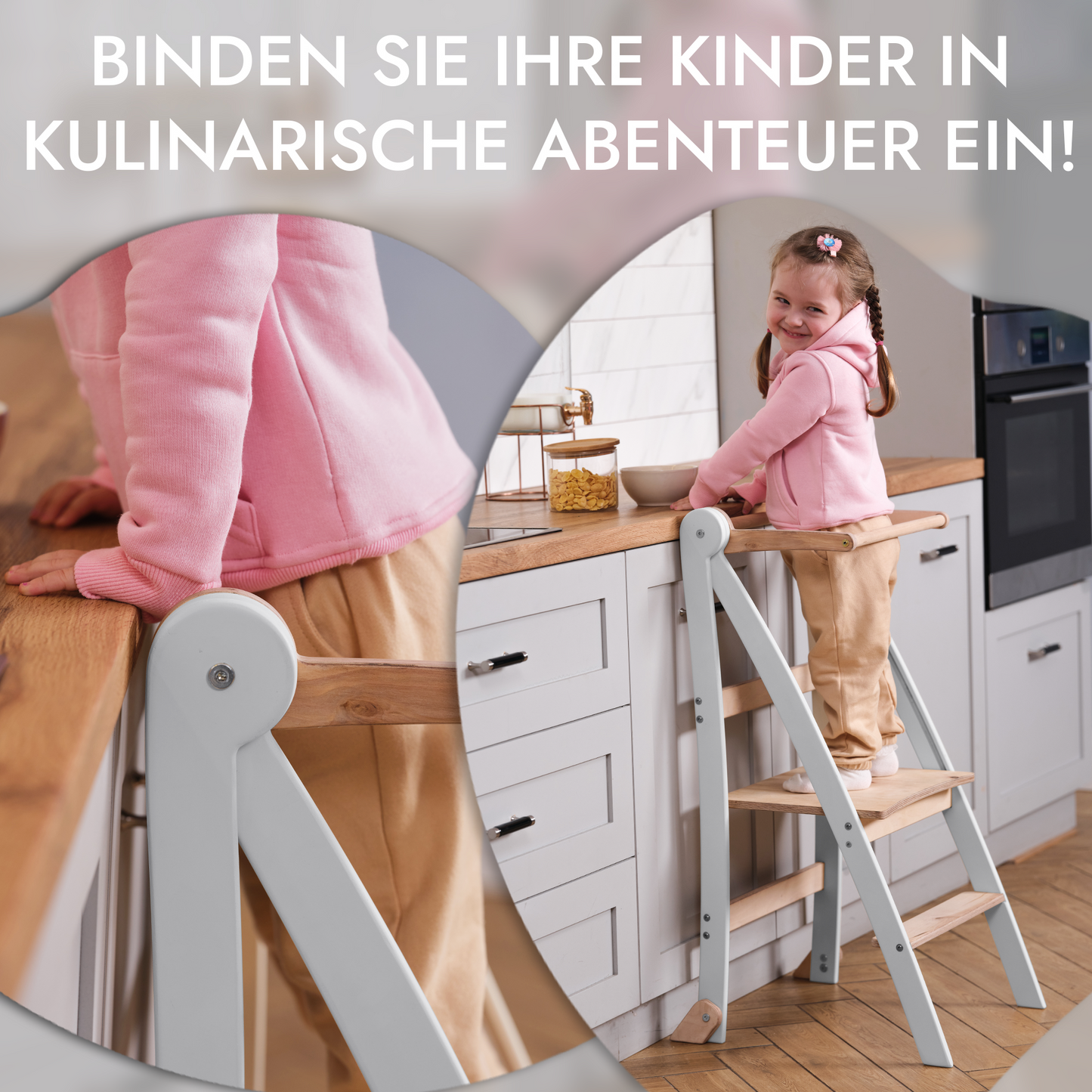 Wooden Montessori learning ladder: Stool for children - gray-1