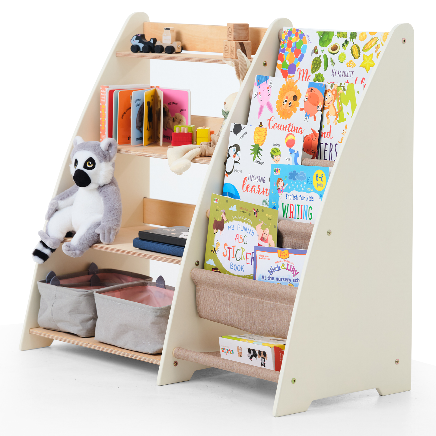 2-in-1 Montessori shelf for toddlers -0