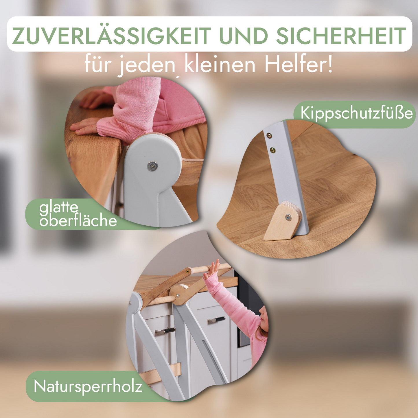 Wooden Montessori learning ladder: Stool for children - gray-4