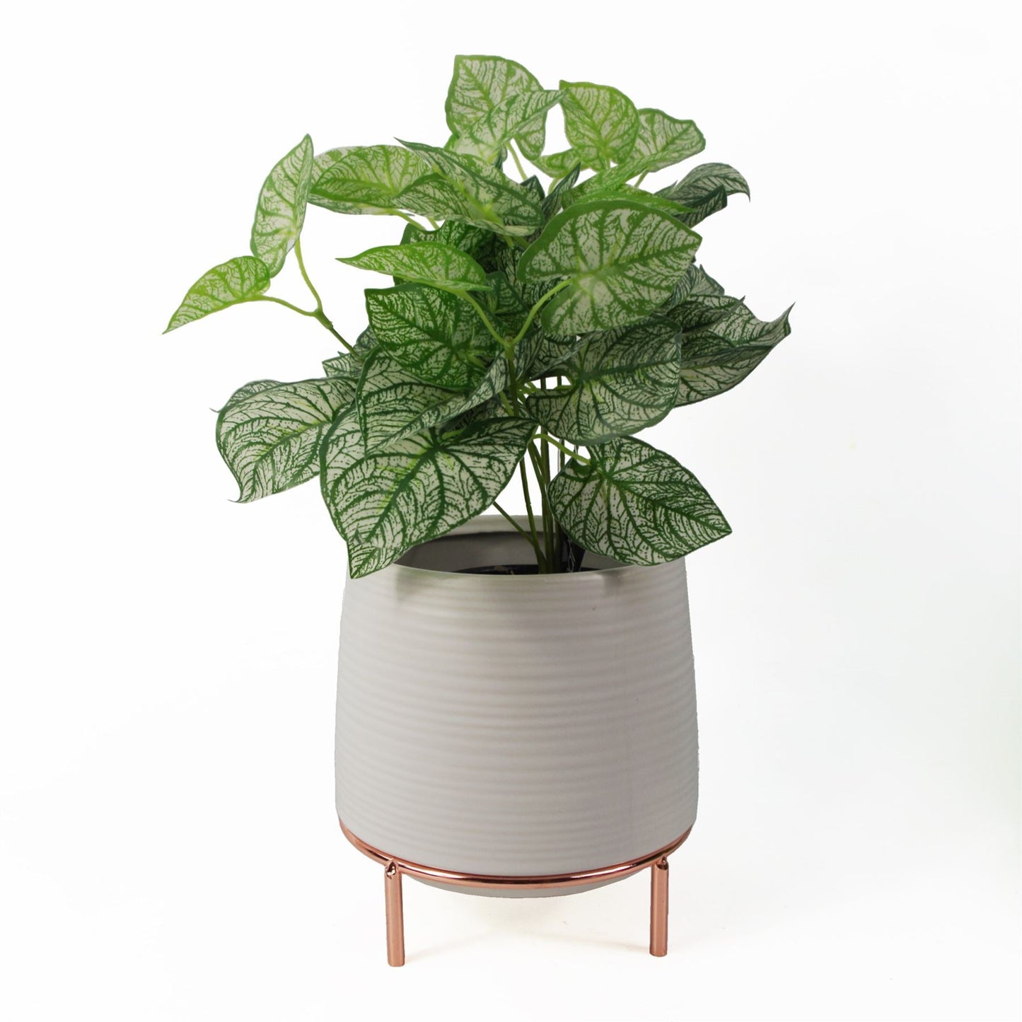 White Ceramic Planter Metal Plant Pot-1