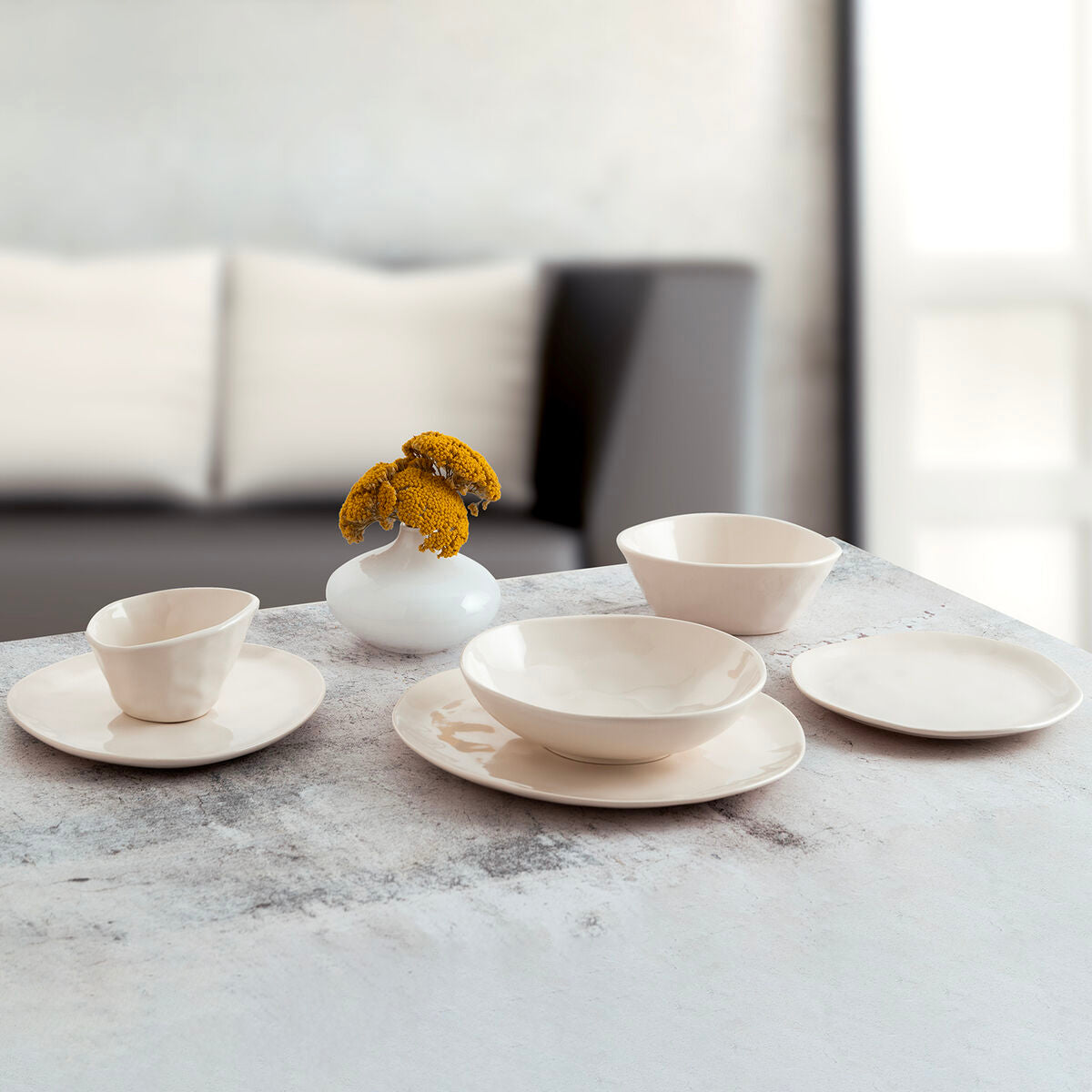 Snack Bowl Bidasoa Cosmos White Ceramic 12 cm (6 Units)-4