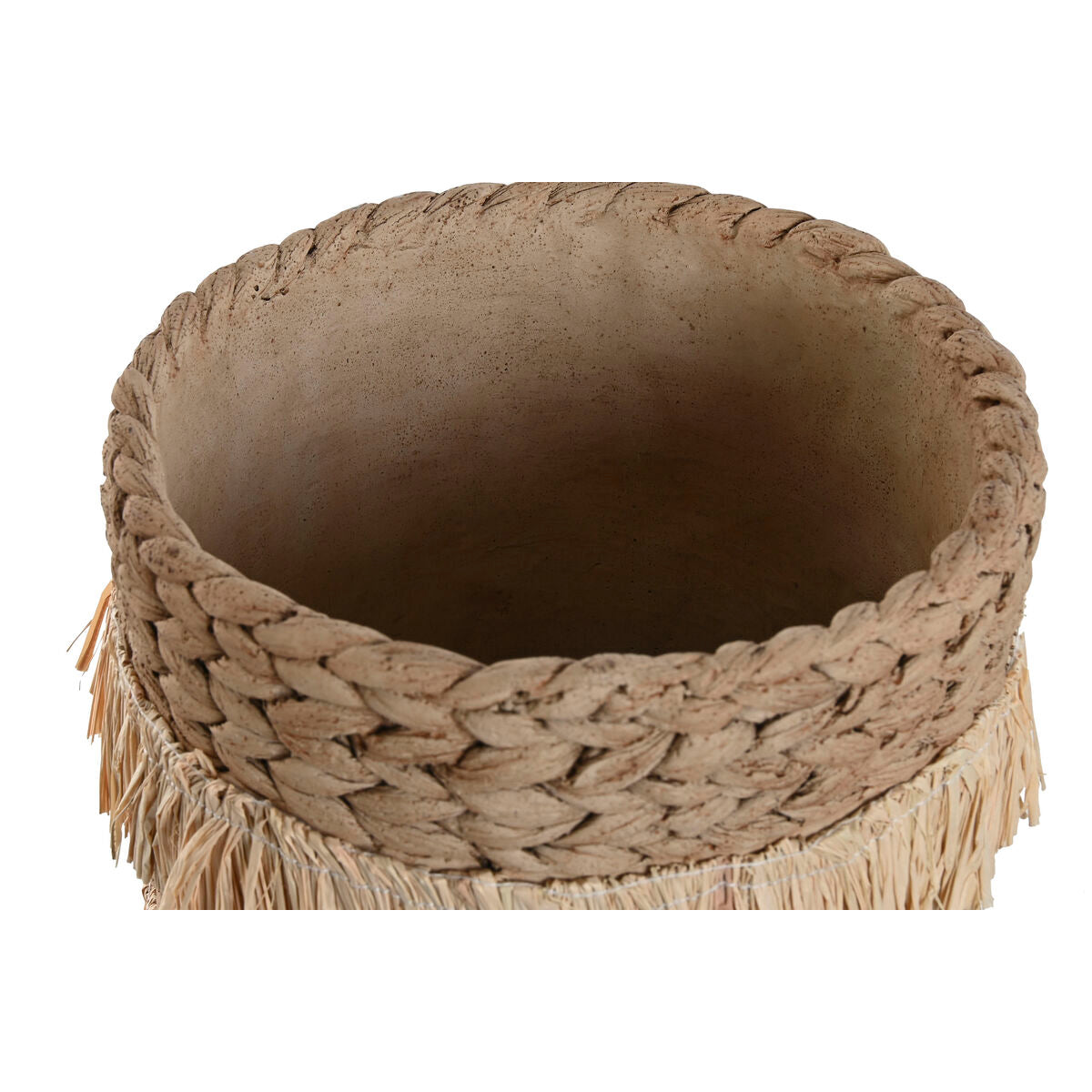 Set of Planters Home ESPRIT Brown Raffia Cement Tropical 23 x 22 x 25 cm-2