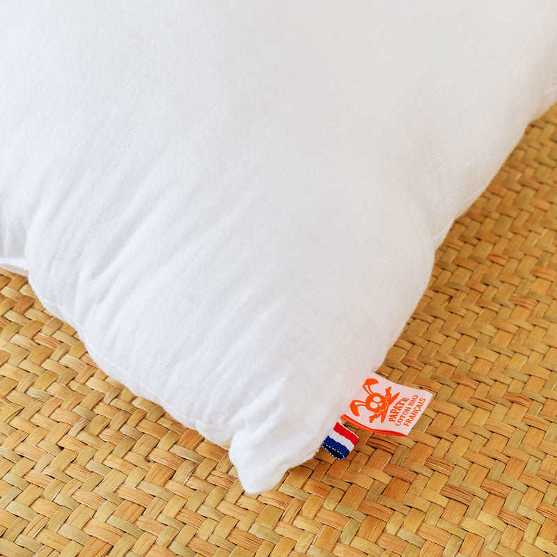 Coussin en coton bio bebe papate france orange blanc