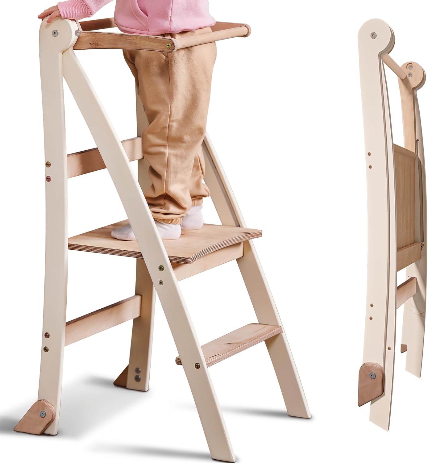 Wooden Montessori learning ladder: Stool for children-0