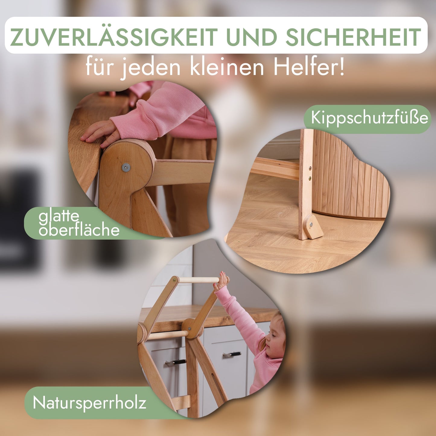 Wooden Montessori learning ladder/Chair Beige-4