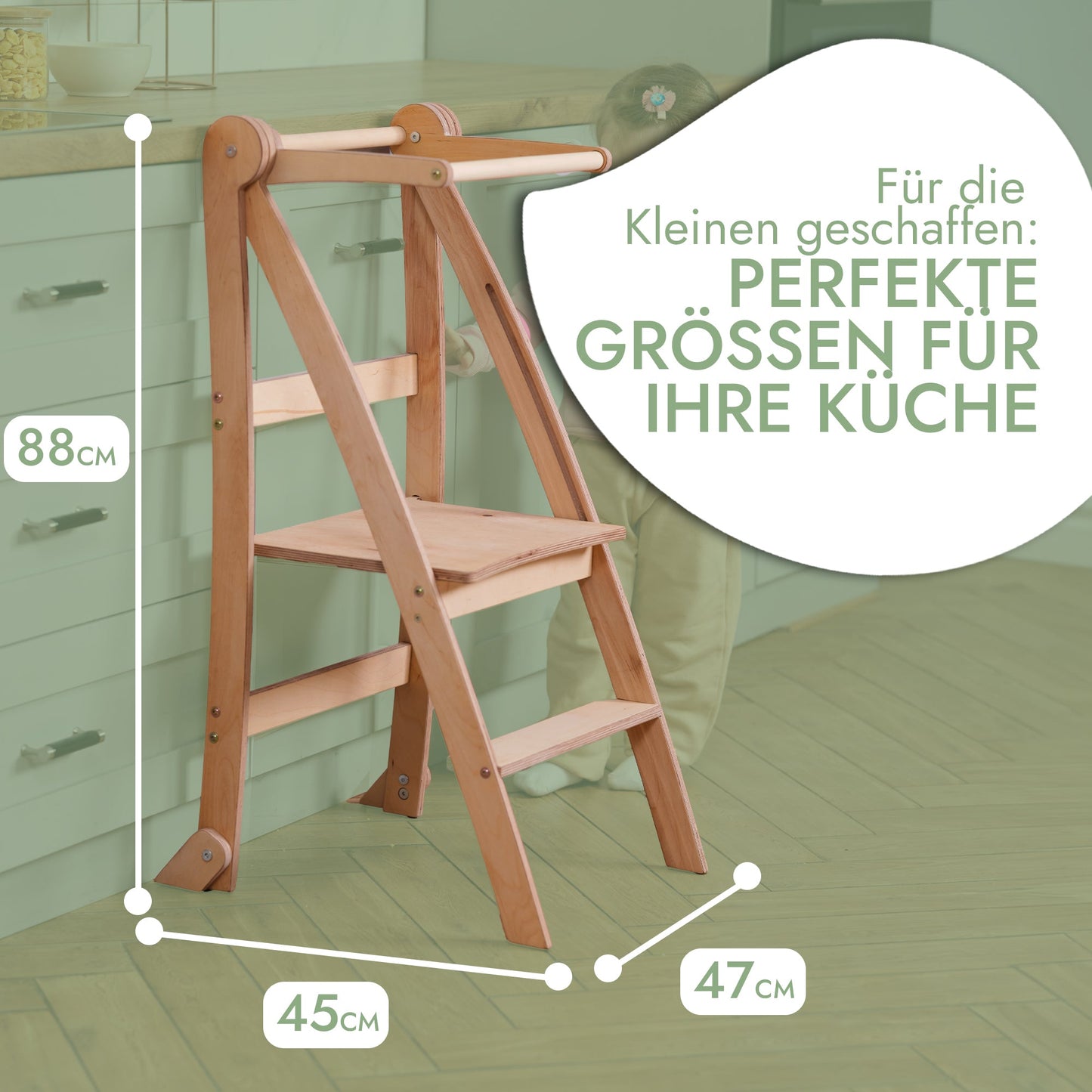 Wooden Montessori learning ladder/Chair Beige-1
