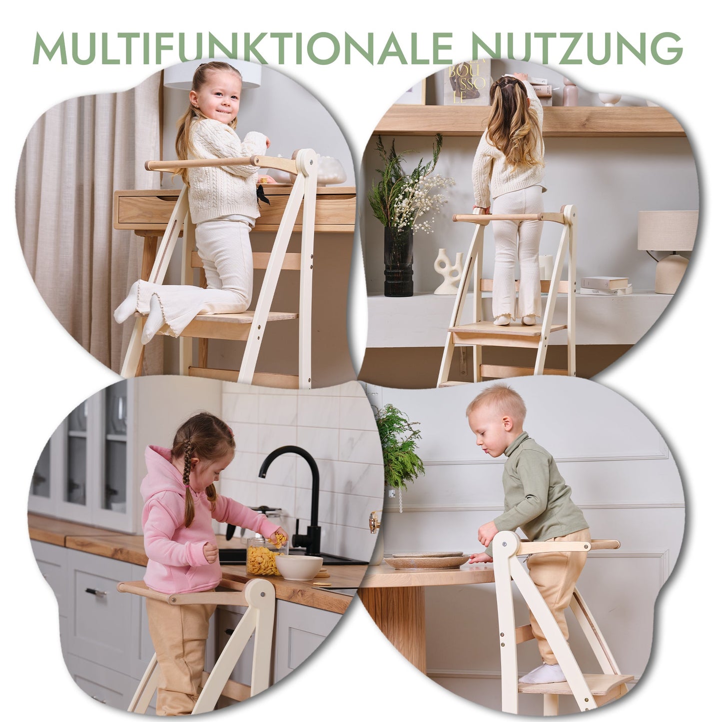Wooden Montessori learning ladder: Stool for children-3