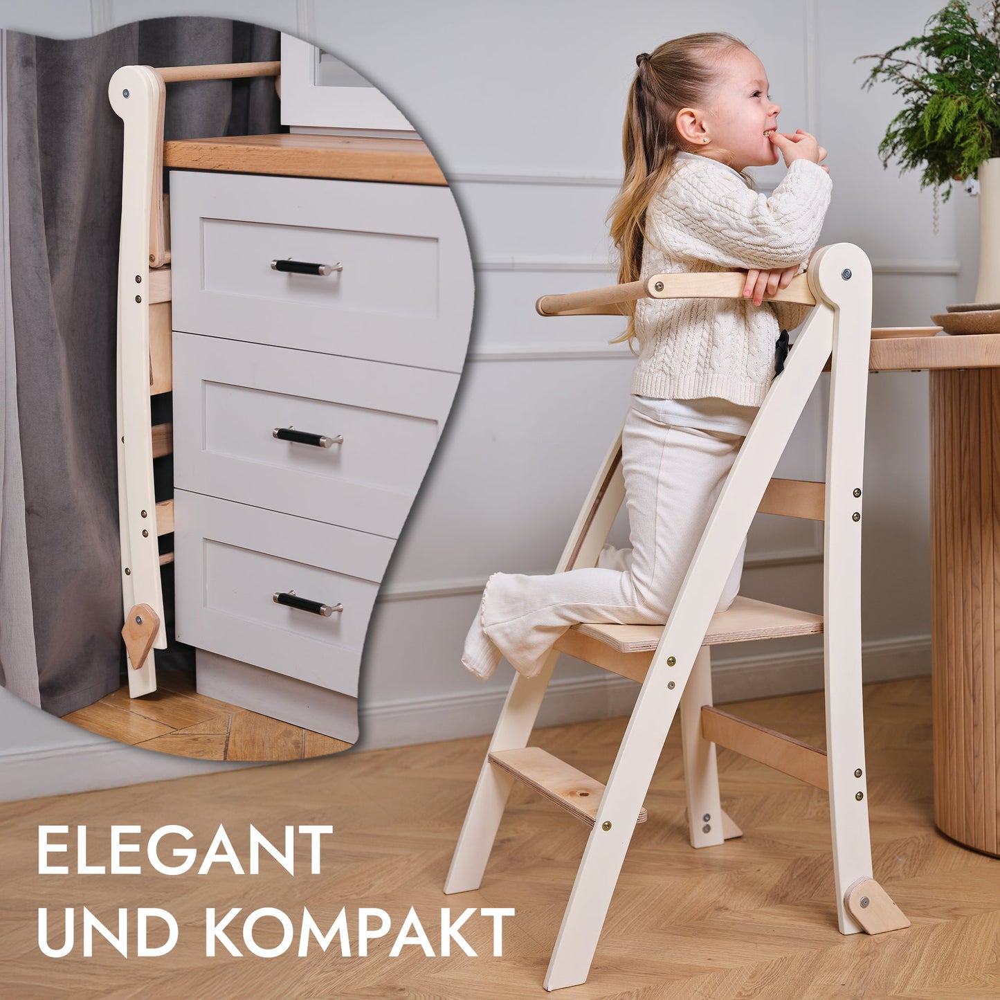 Wooden Montessori learning ladder: Stool for children-4