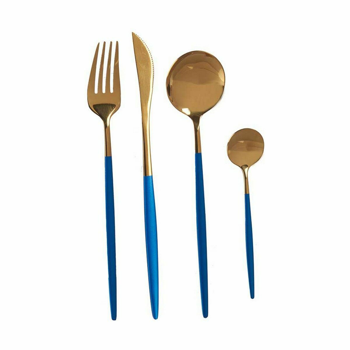Cutlery Set Kinvara BST-CT022 Blue Golden Stainless steel (12 Units)-1