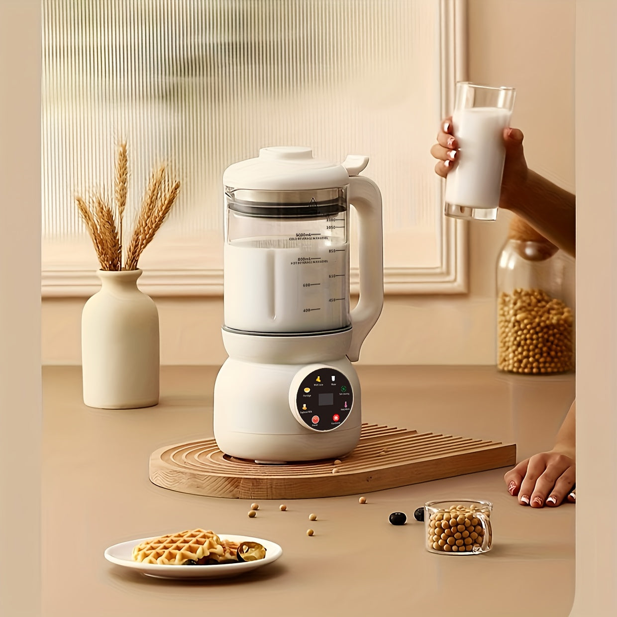 Automatic Nut Milk Maker with Rotating Cleaning Brush-4
