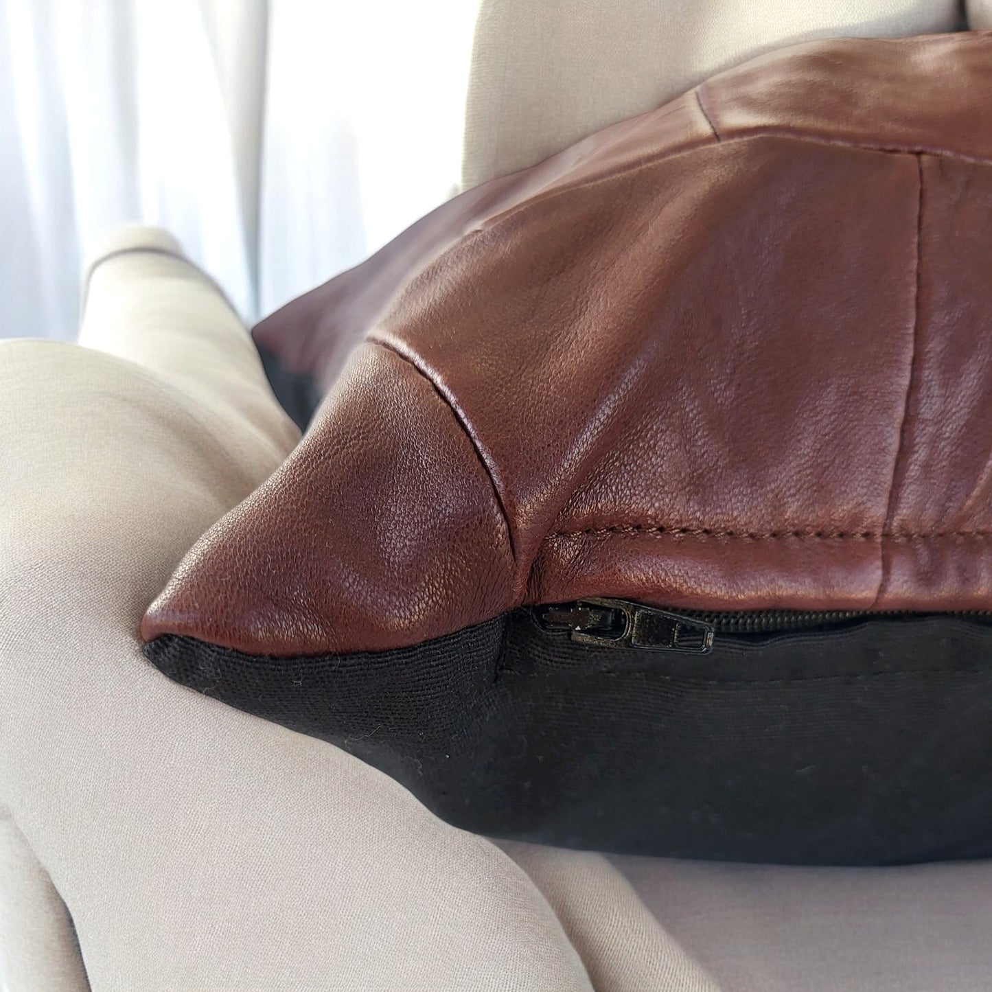 Exclusive Up-cycled Leather Pillowcases - N52-10