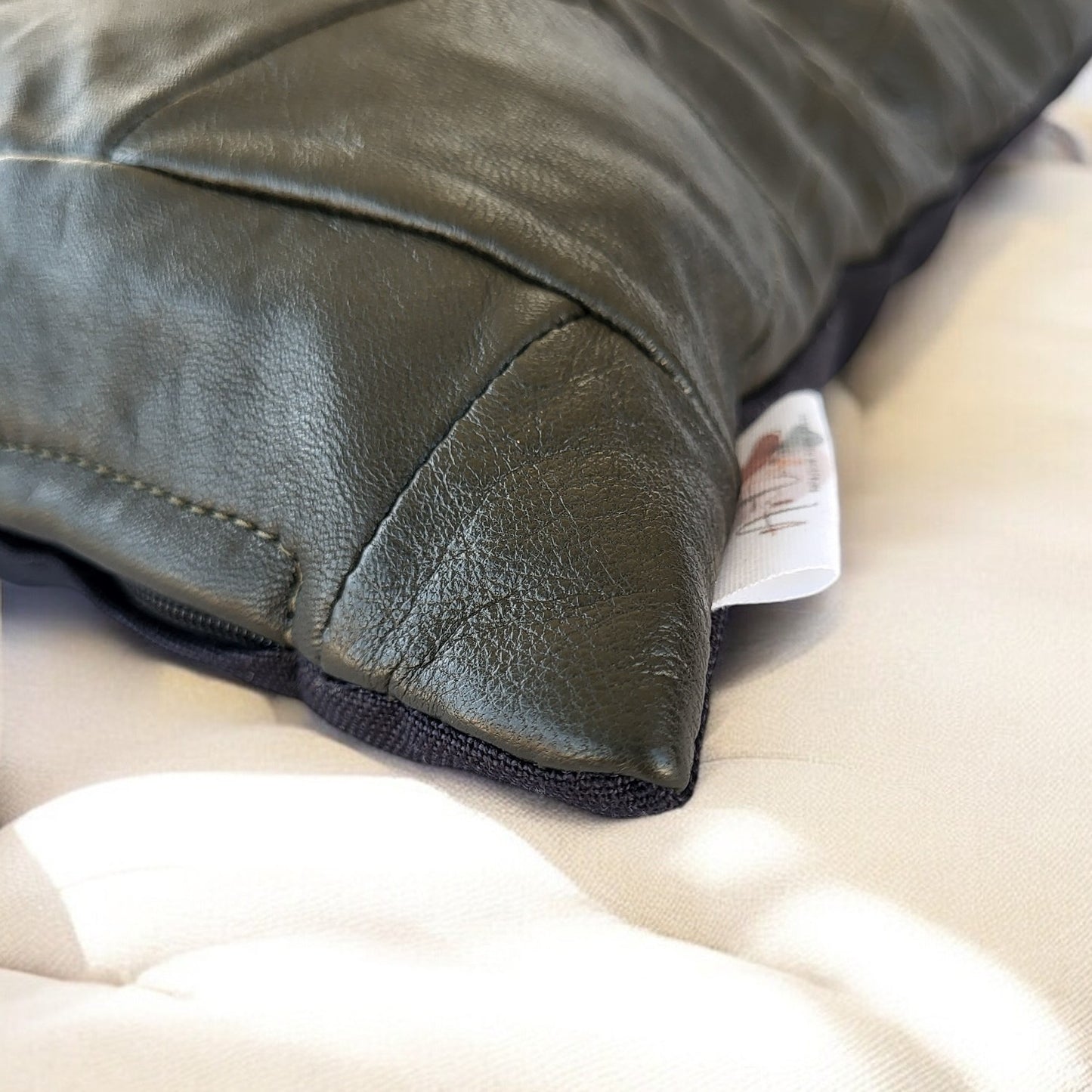 Exclusive Up-cycled Leather cushion cover - noG6-6
