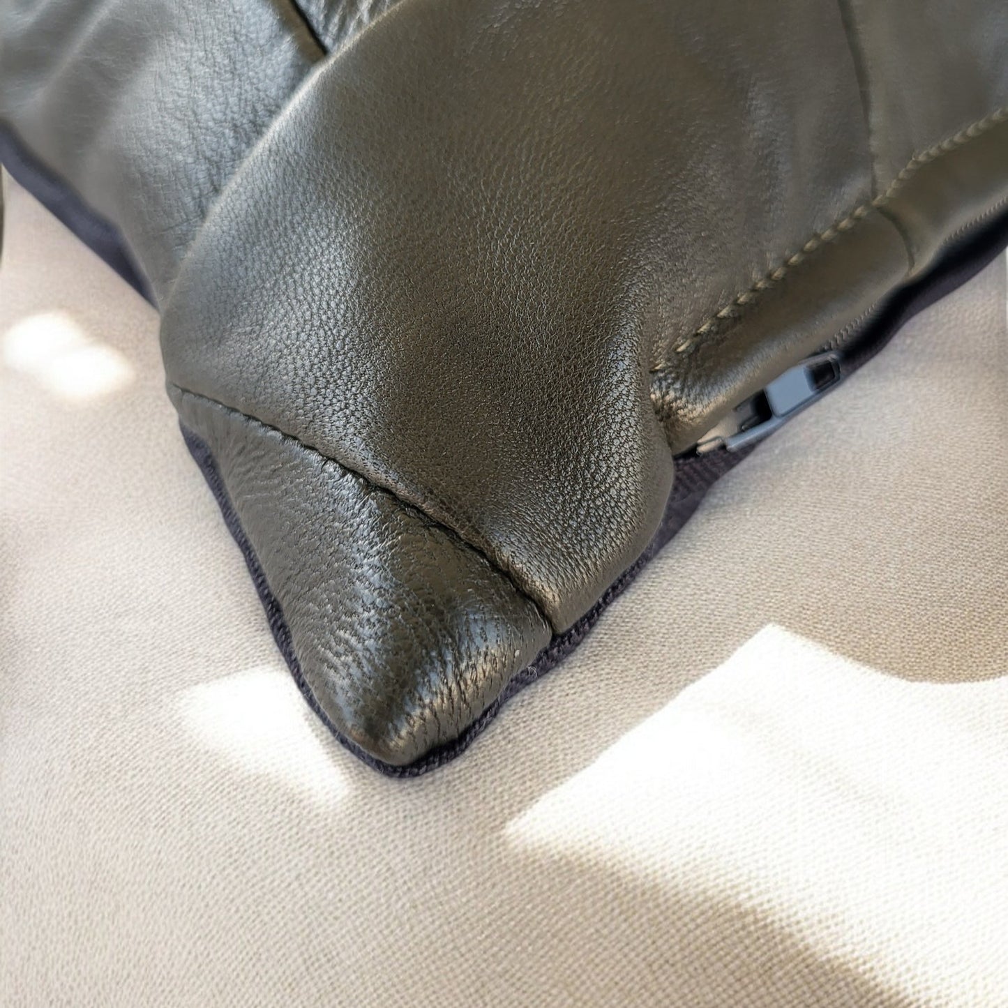 Exclusive Up-cycled Leather cushion cover - noG6-3