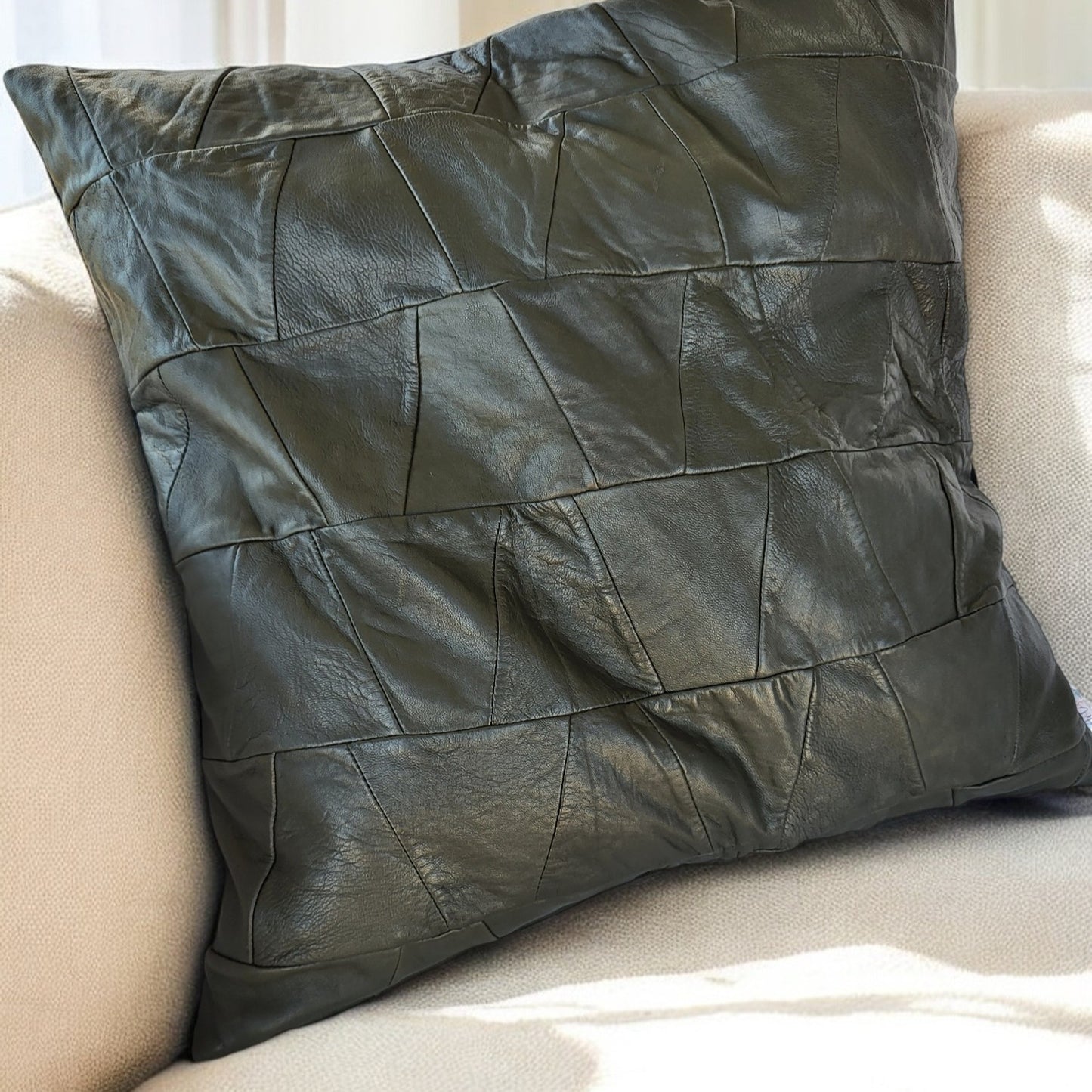Exclusive Up-cycled Leather cushion cover - noG6-7