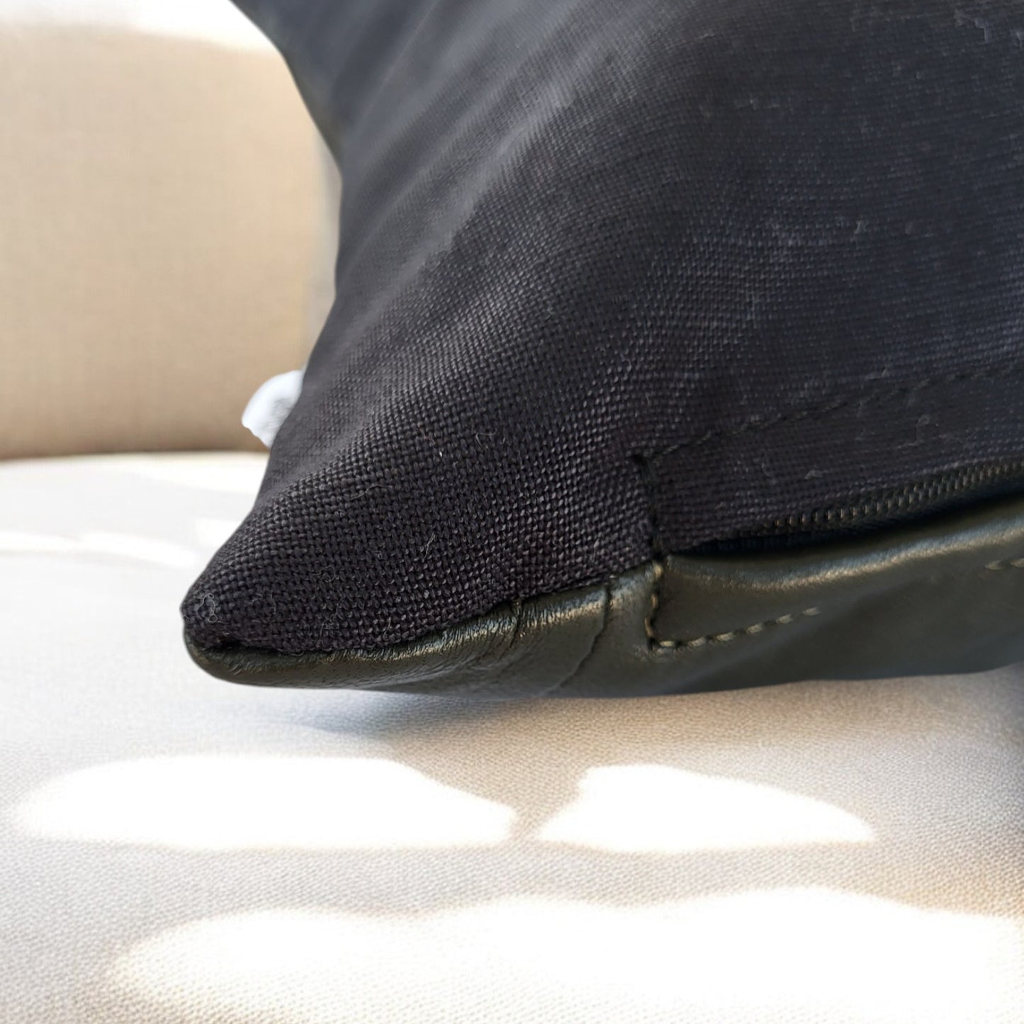 Exclusive Up-cycled Leather cushion cover - noG6-2