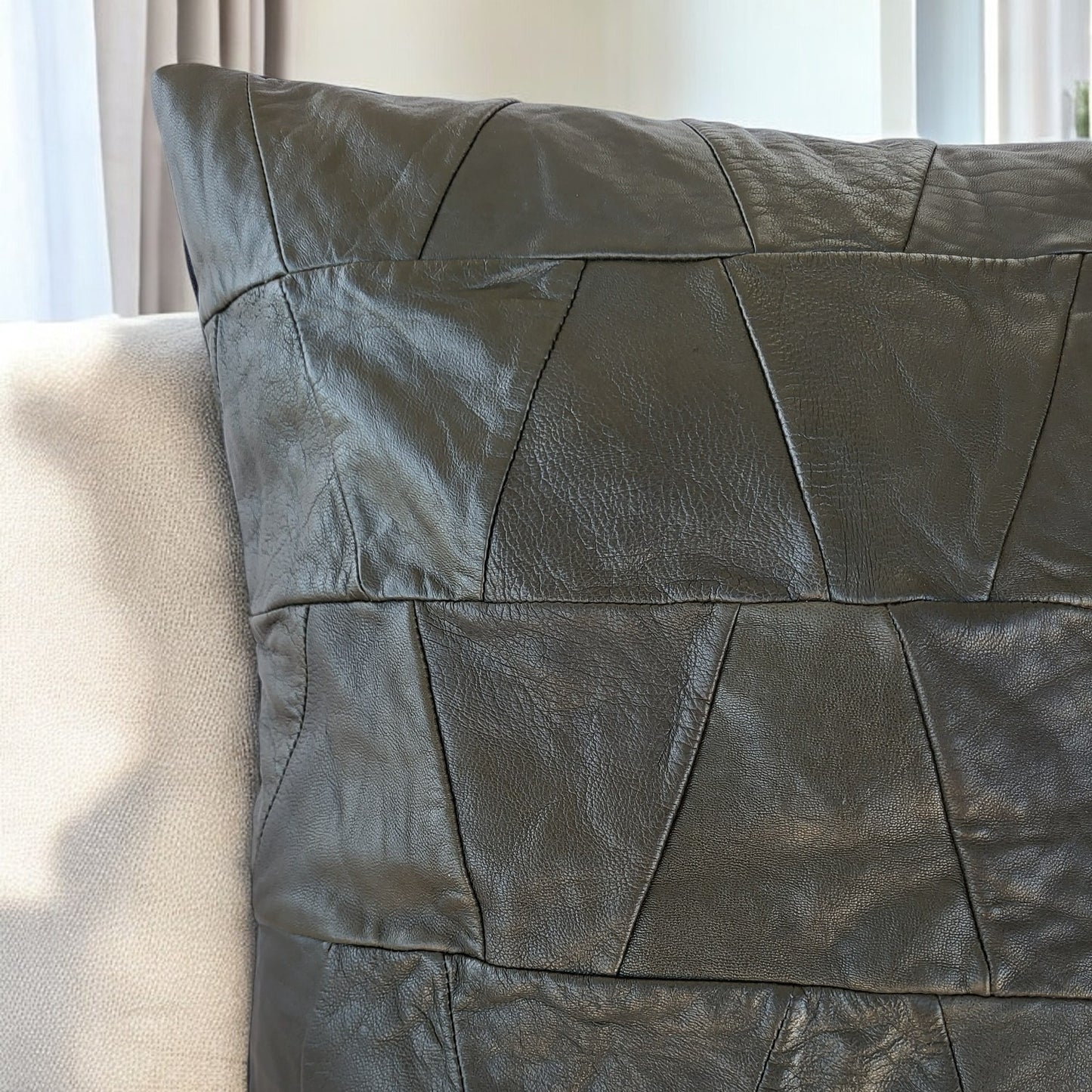Exclusive Up-cycled Leather cushion cover - noG6-10