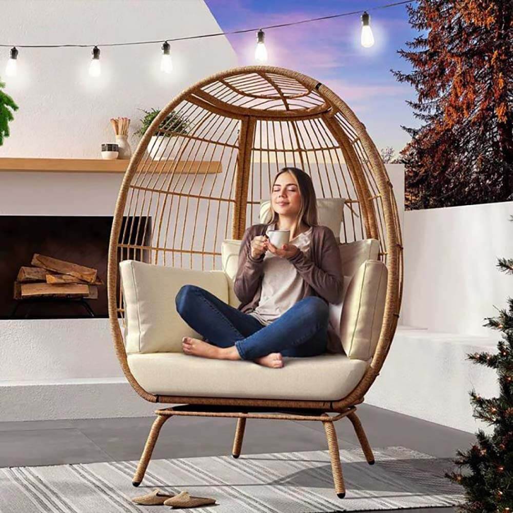 Wicker armchair with cushion-1