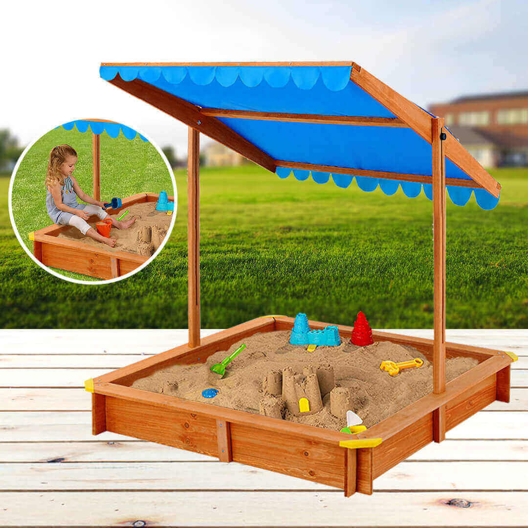 Sandbox with shade roof-1