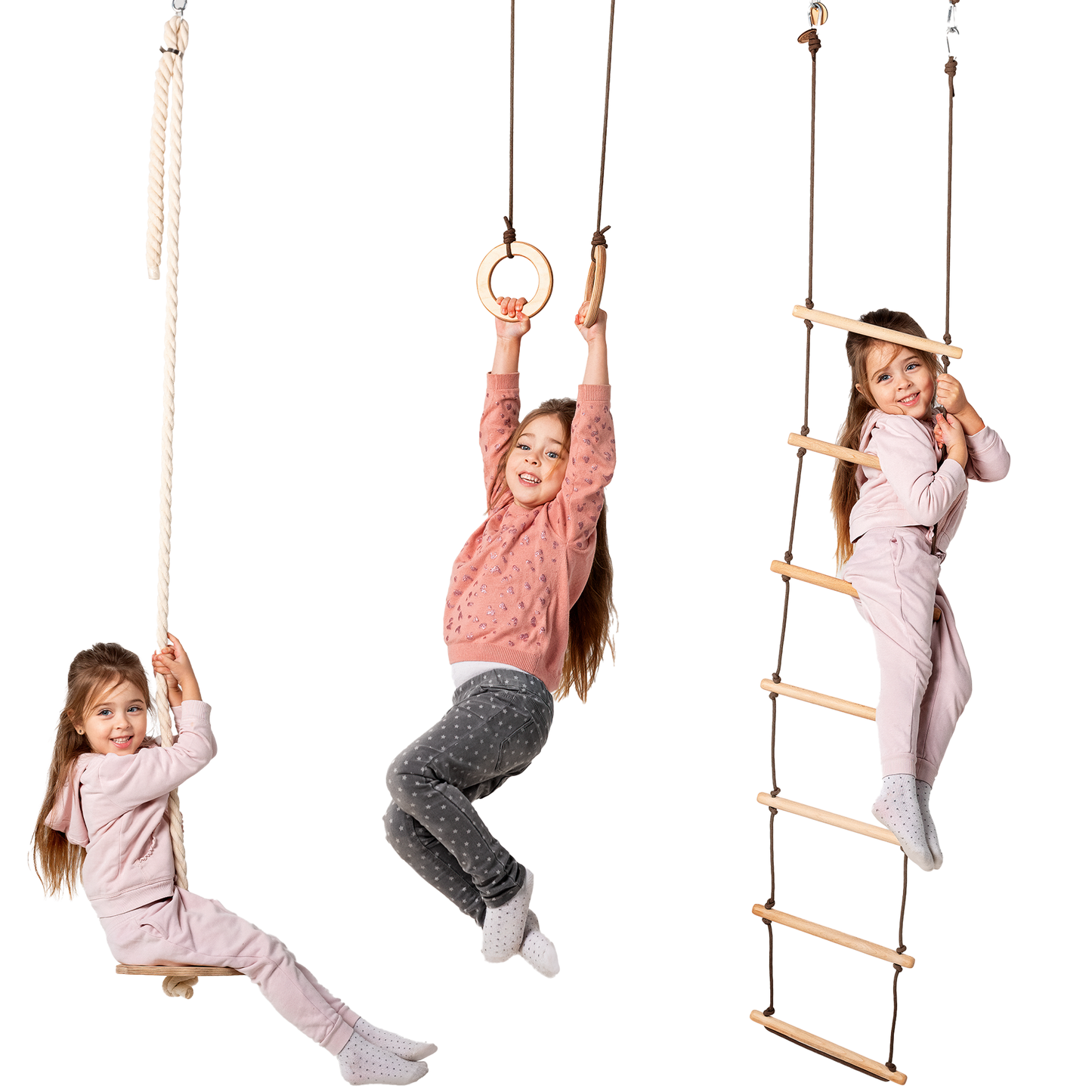 Set of three swings: disk + rings + rope ladder-0
