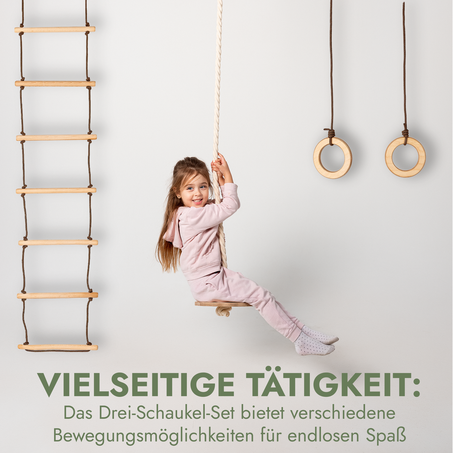 Set of three swings: disk + rings + rope ladder-2