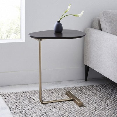 Simple Modern Side Table Iron Art Sofa Corner Table Lazy Bedside Reading Oval Coffee Table Tea Solid Wood Counter Top-2