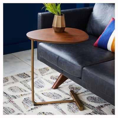 Simple Modern Side Table Iron Art Sofa Corner Table Lazy Bedside Reading Oval Coffee Table Tea Solid Wood Counter Top-4
