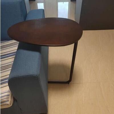 Simple Modern Side Table Iron Art Sofa Corner Table Lazy Bedside Reading Oval Coffee Table Tea Solid Wood Counter Top-7