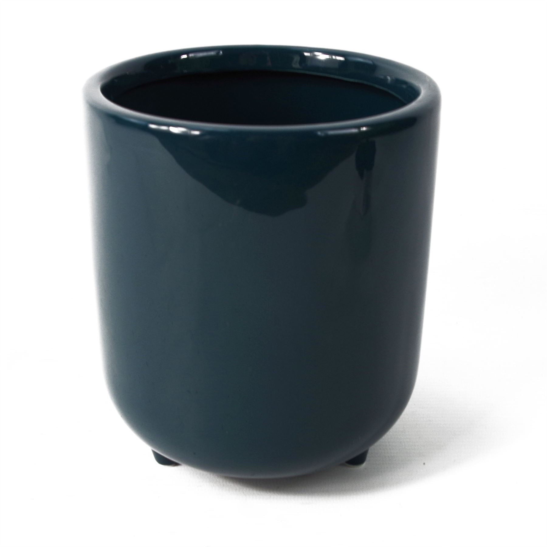 Teal Ceramic Planter Feet Plant Pot-2