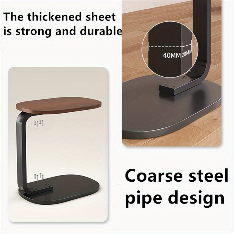 C-Shaped Side Table with Metal Frame-1
