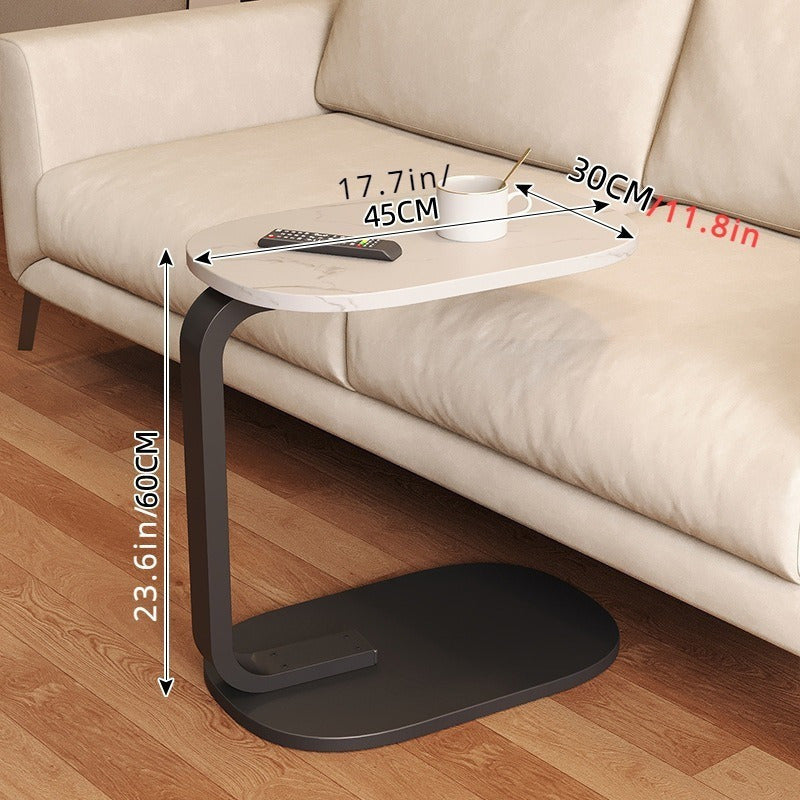C-Shaped Side Table with Metal Frame-3