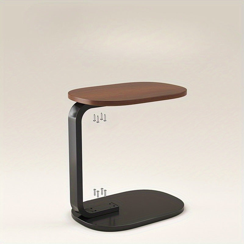 C-Shaped Side Table with Metal Frame-2