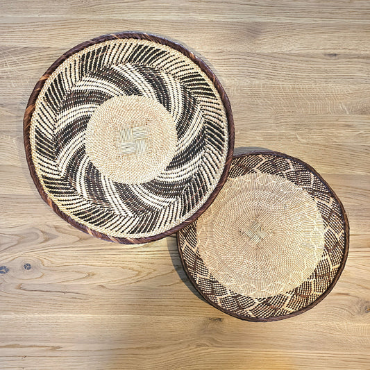 Set of 2 Handmade African Wall Baskets | Zimbabwe Baskets | Boho Wall Decor | 2A-0