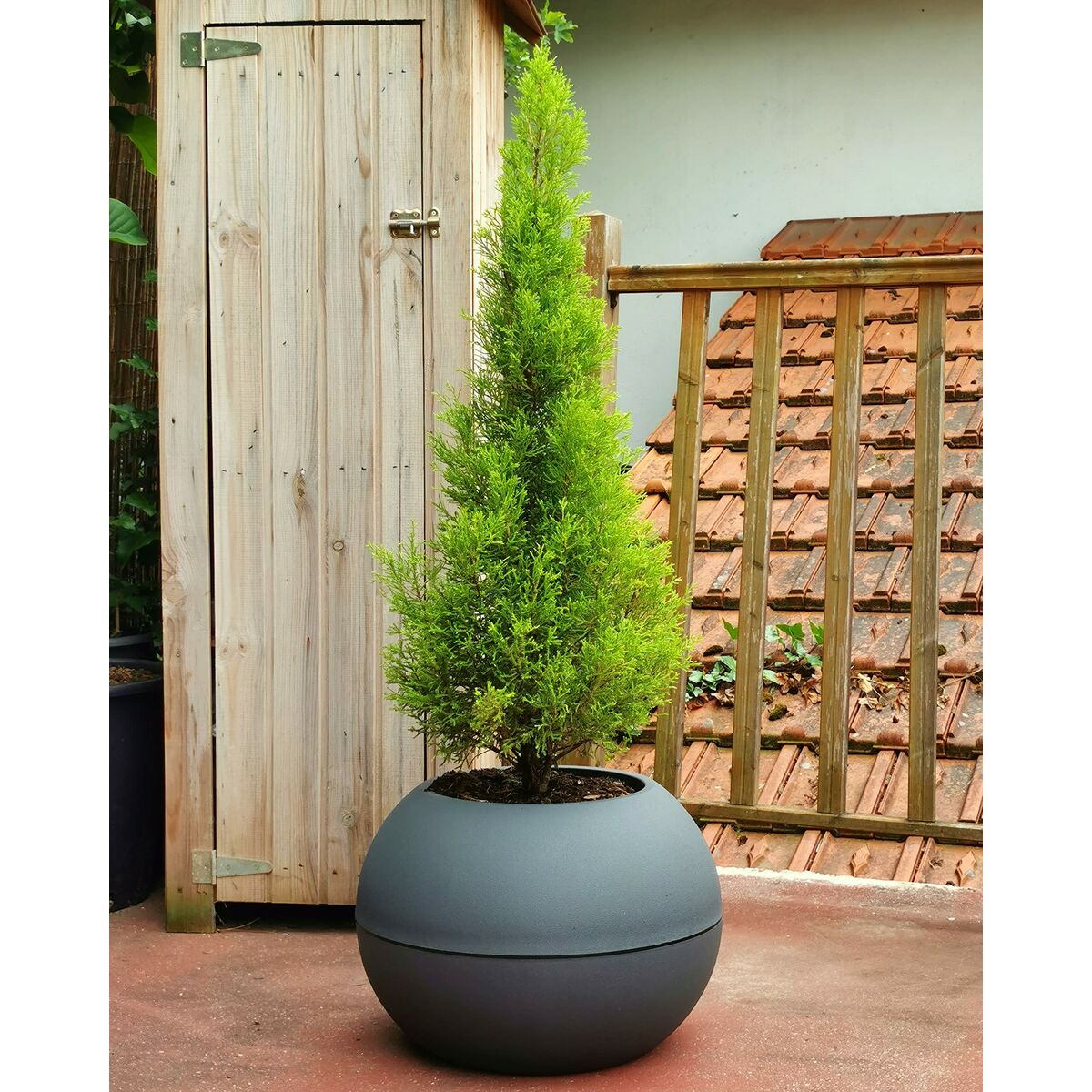Plant pot Riviera Grey Circular Ball Ø 40 cm-1