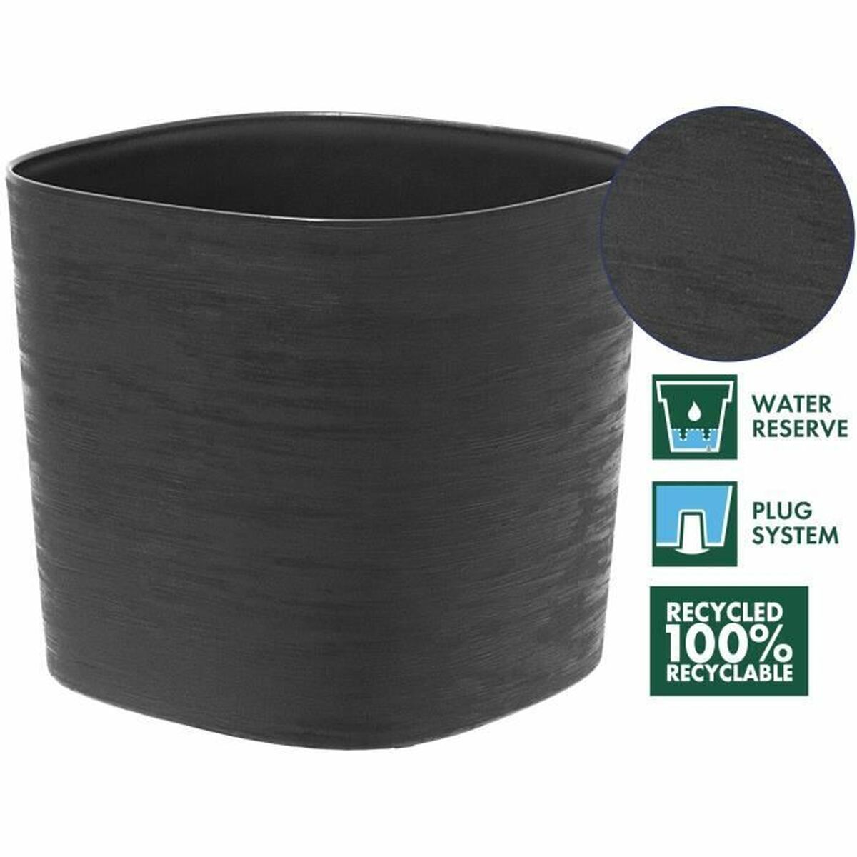 Self-watering flowerpot Black 40 x 40 cm-3