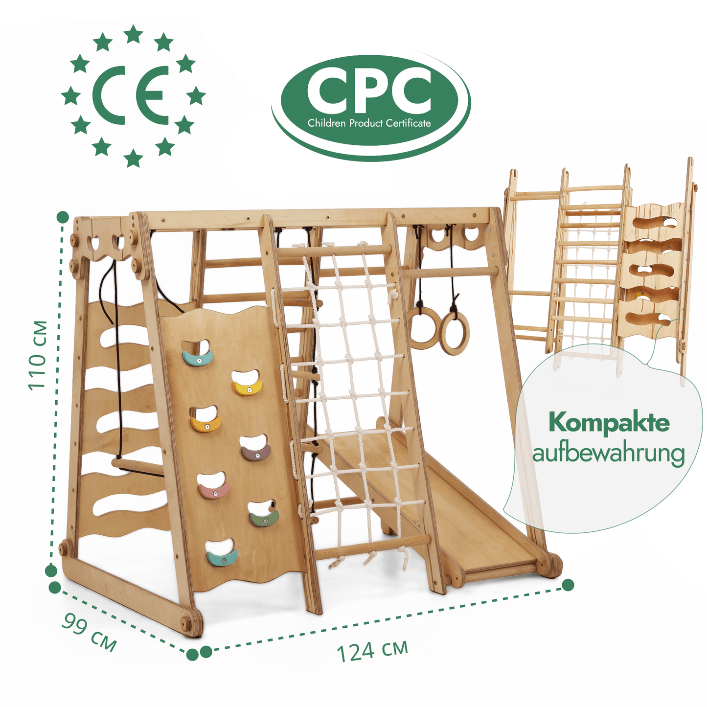 6in1 Indoor-Spielplatz aus Holz für Kinder – “Gebraucht – Wie neu”-1