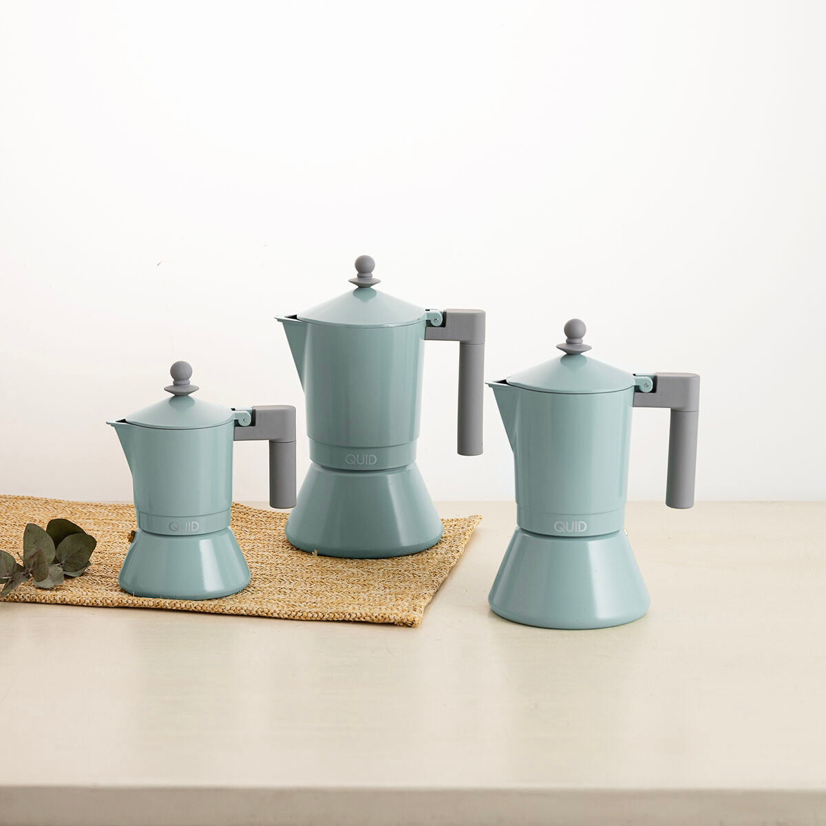 Italian Coffee Pot Quid Ozon Green Metal 6 Cups (6 Units)-5