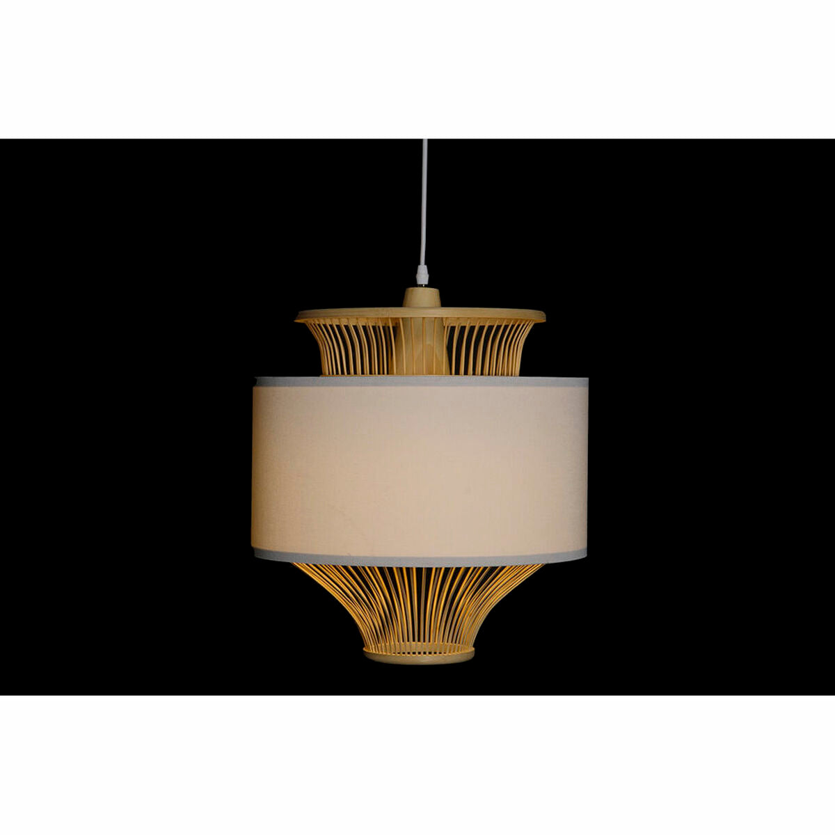 Ceiling Light DKD Home Decor White Polyester Bamboo (40 x 40 x 52 cm)-3