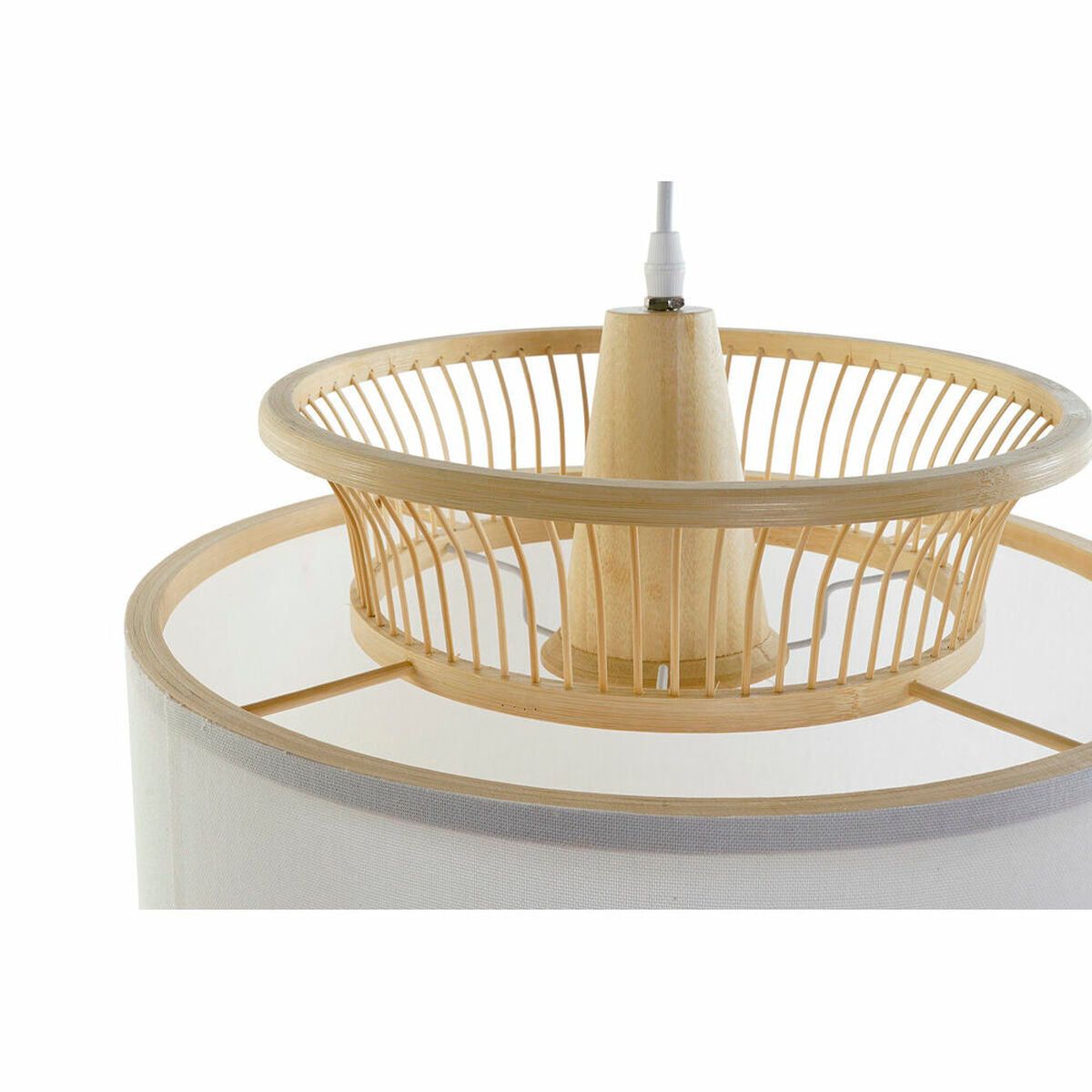 Ceiling Light DKD Home Decor White Polyester Bamboo (40 x 40 x 52 cm)-2