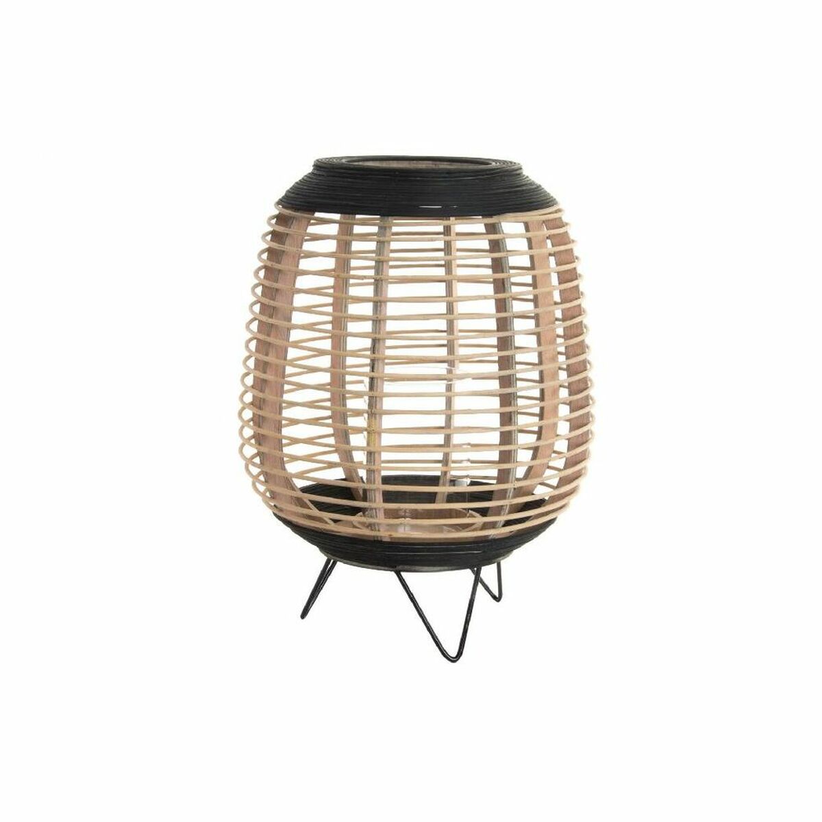 Candleholder DKD Home Decor Brown Black Natural Metal Bamboo Crystal 32 x 32 x 43 cm-0