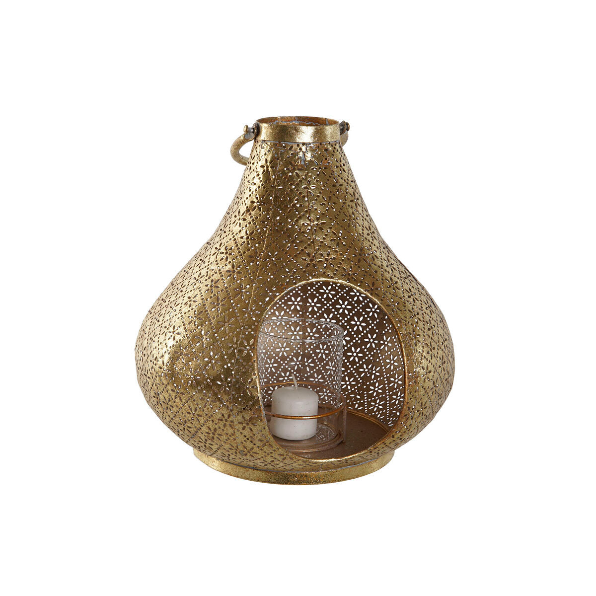 Candleholder Home ESPRIT Golden Metal Crystal 25 x 25 x 26,5 cm-2