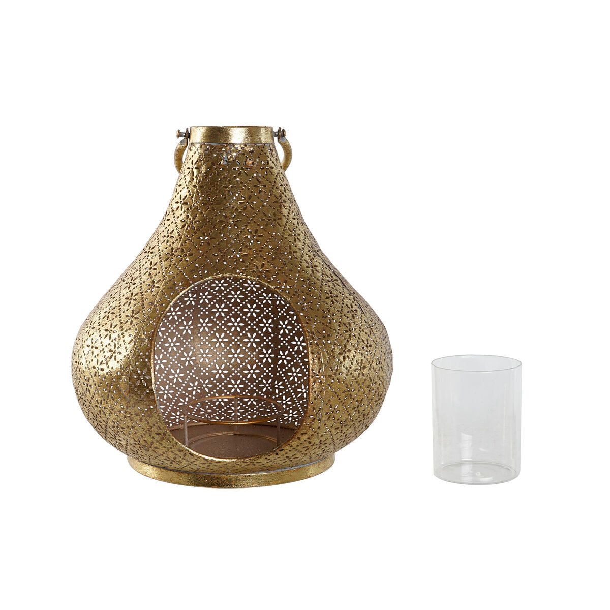 Candleholder Home ESPRIT Golden Metal Crystal 25 x 25 x 26,5 cm-1