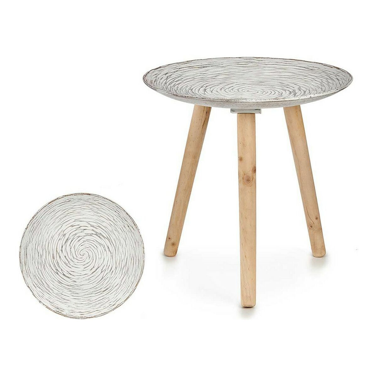 Side table Spirals 40 x 39 x 40 cm Wood Brown White-1