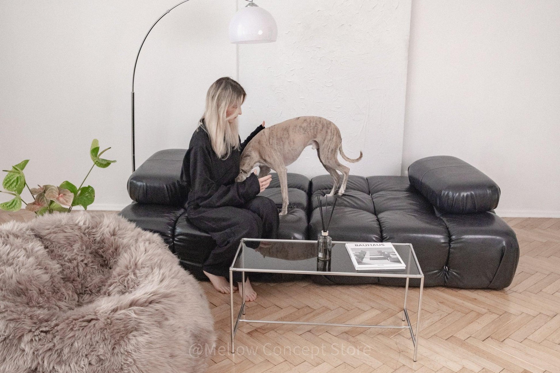 Natural Sheepskin Beanbag - Greige-4