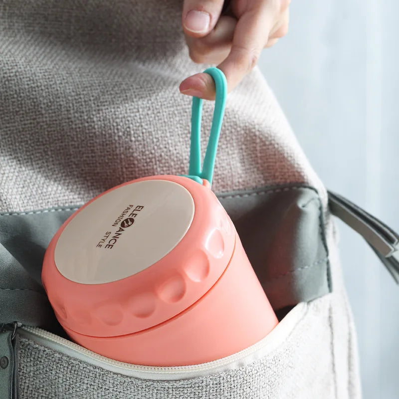 Insulated Food Thermal Jar Stainless Steel Vacuum Soup Cup Pink-2