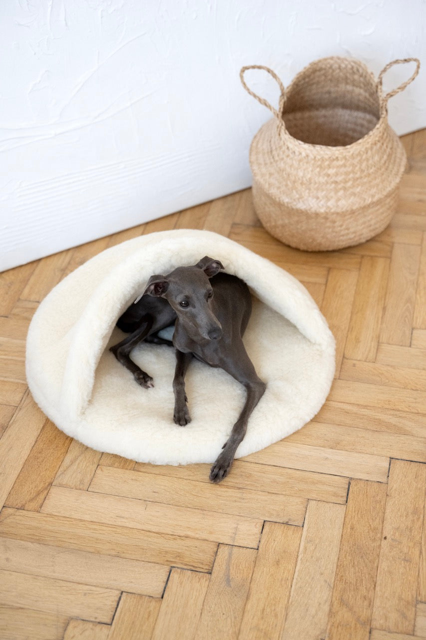 Natural Wool Pet Cave - White-1