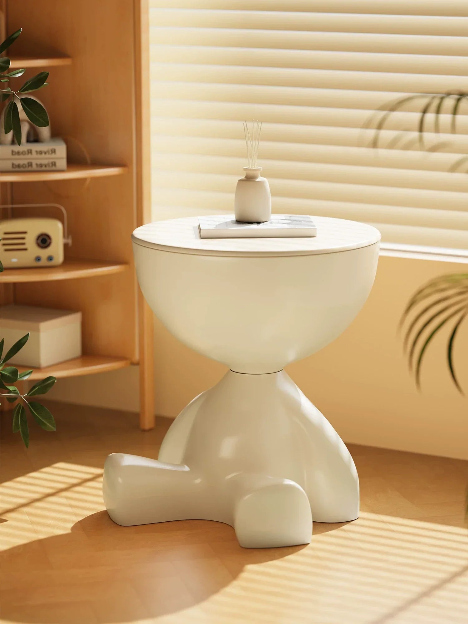 Cream White Creative Storage Side Table - 41cm Height-1