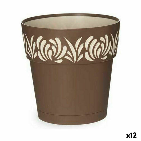 Self-watering flowerpot Stefanplast Gaia Brown Plastic 19 x 19 x 19 cm (12 Units)-0